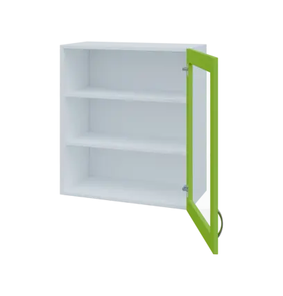 MH - 65S horní skříňka boxová, 1-dveřová, prosklená, pravá, 770x654x440, korpus bílý, dvířko jarní z